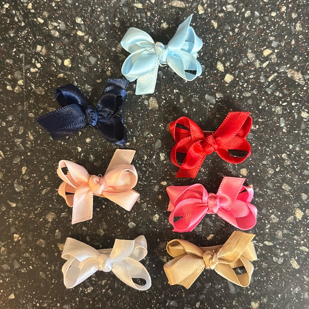 Colorful Satin Baby Hairbows Set of 7